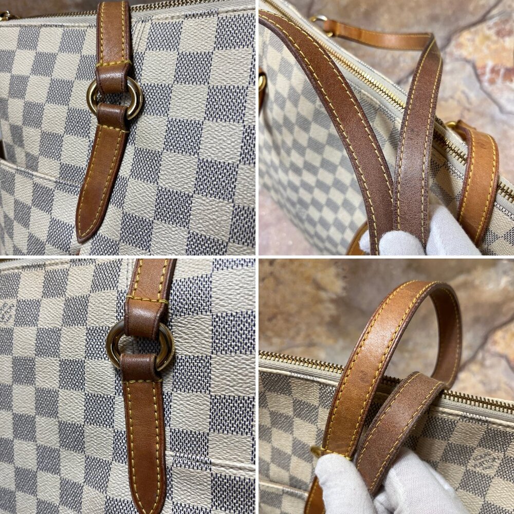 Louis Vuitton Totally MM Tote Bag Canvas Damier Azur Shoulder Bag - Picture 9 of 14